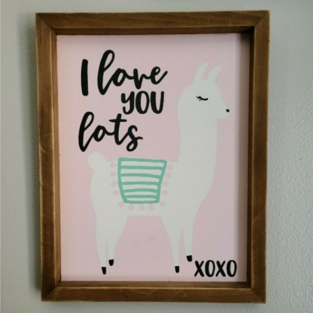 I Love You Lots Llama Wall Decor, Hobby Lobby, Pink & Green